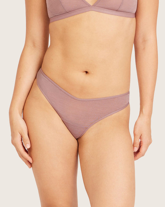 Mauve bamboo fabric thong.