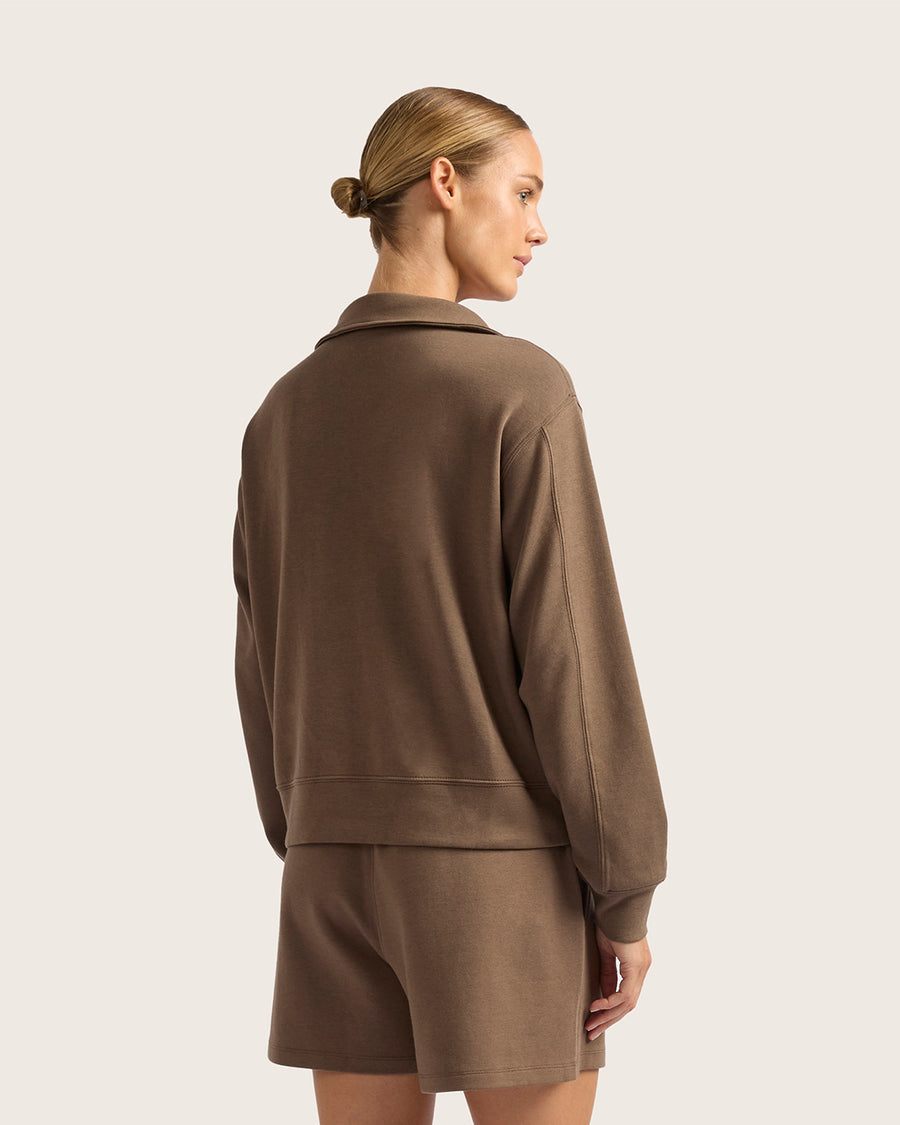 Women's Bamboo Quarter Zip Sweater - Oyster