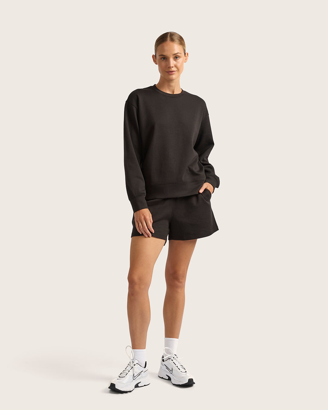 Black bamboo activewear shorts by Boody.