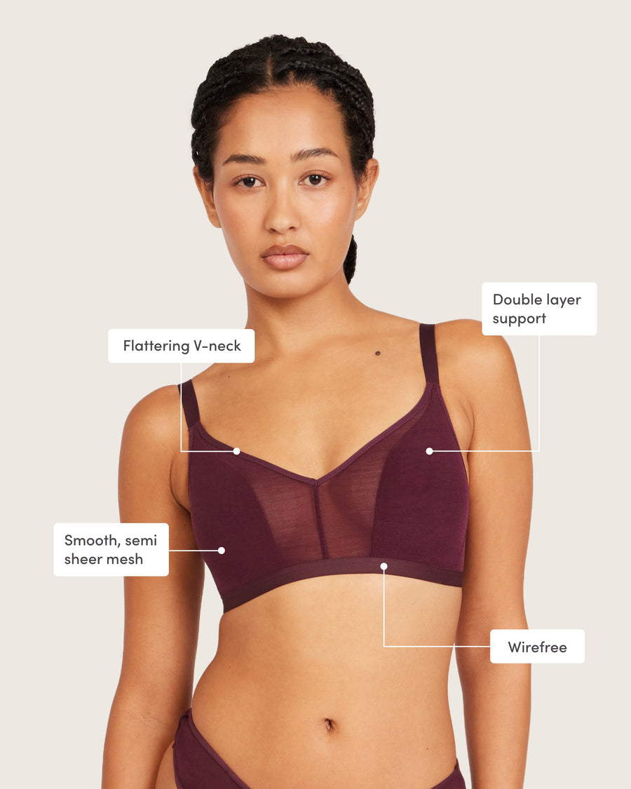 FreeMesh Bamboo Crop Bralette - Fig