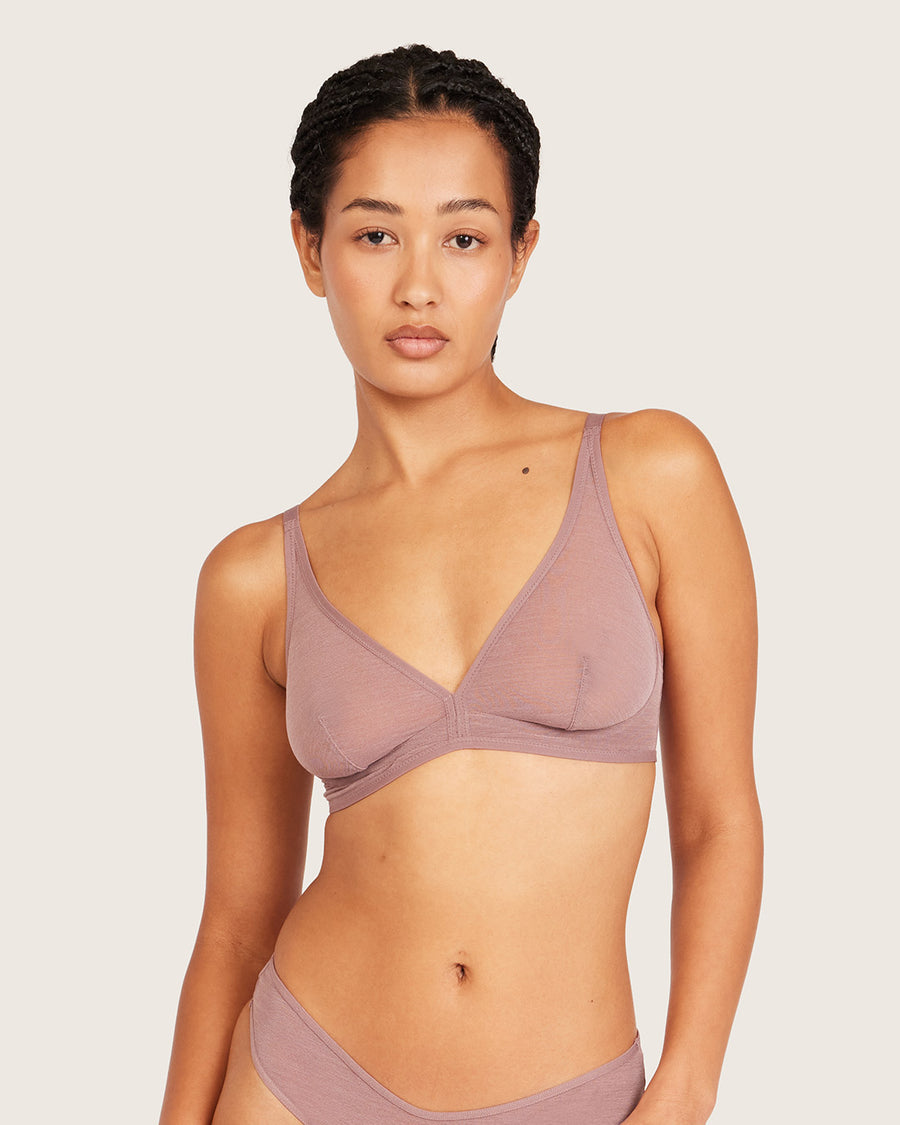 Mauve plunge bralette.