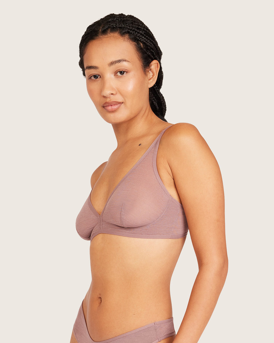 Bamboo FreeMesh Plunge Bralette - Mauve