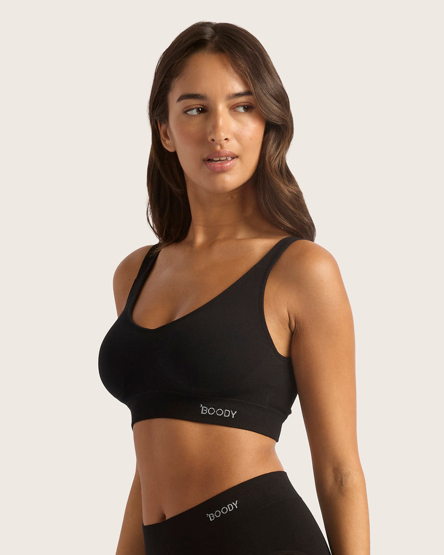 Seamfree Padded Crop Bamboo Bra - Black