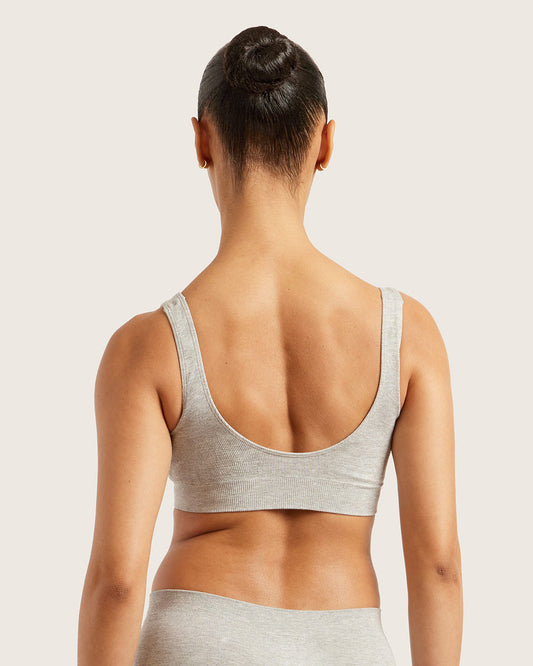 Seamfree Padded Crop Bamboo Bra - Light Grey Marl