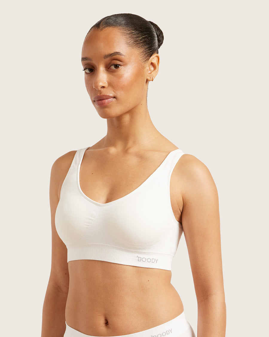 Seamfree Padded Crop Bamboo Bra - White