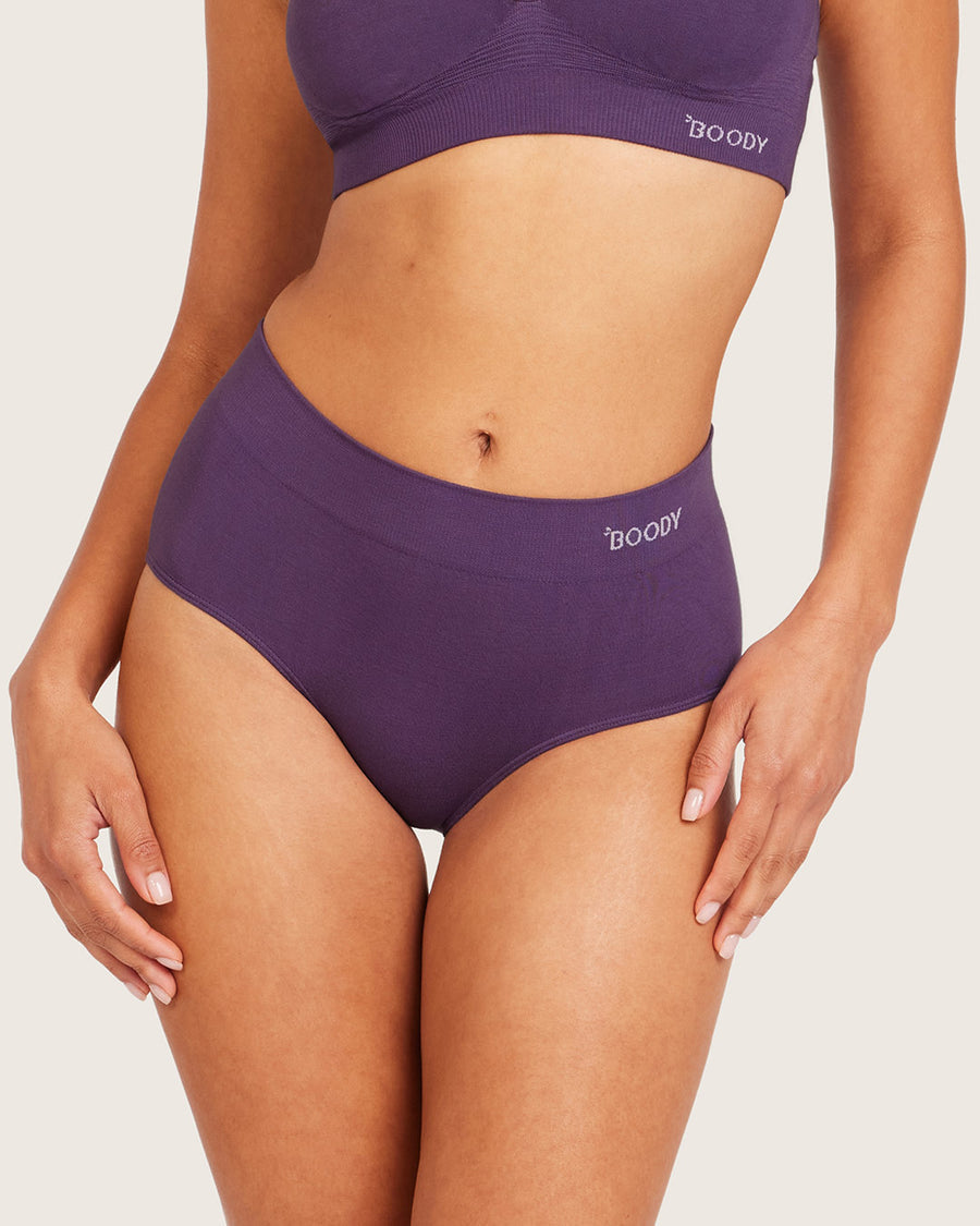 Purple bamboo fabric seamless midi briefs.