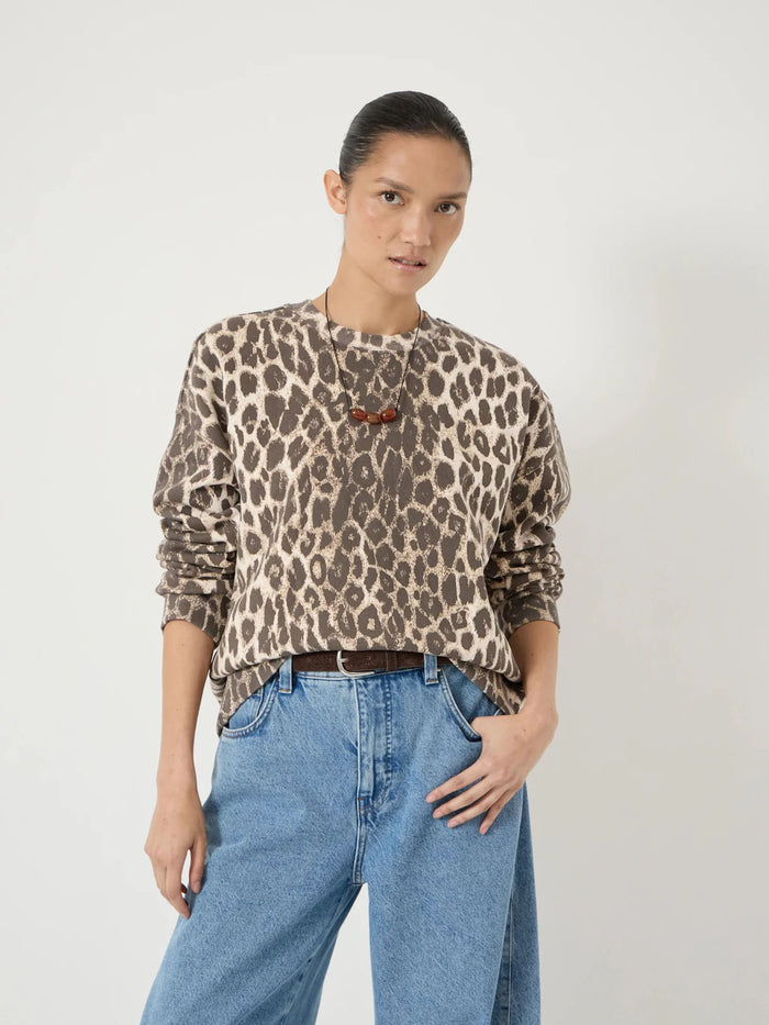 Soft animal print sweatshirt.