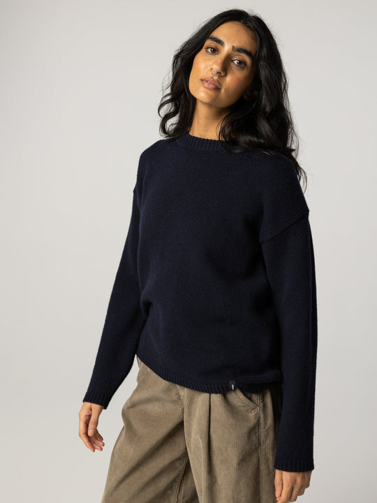 Women's Eva Contrast Stitch Jumper - Navy
