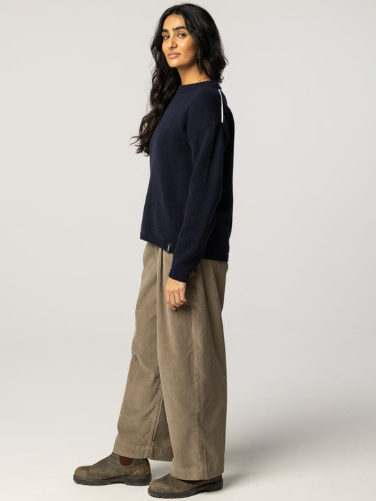 Women's Eva Contrast Stitch Jumper - Navy