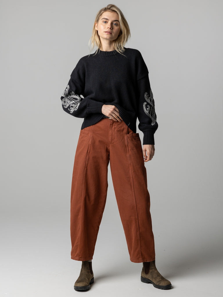 Women's Floral Marine Jumper - Charcoal