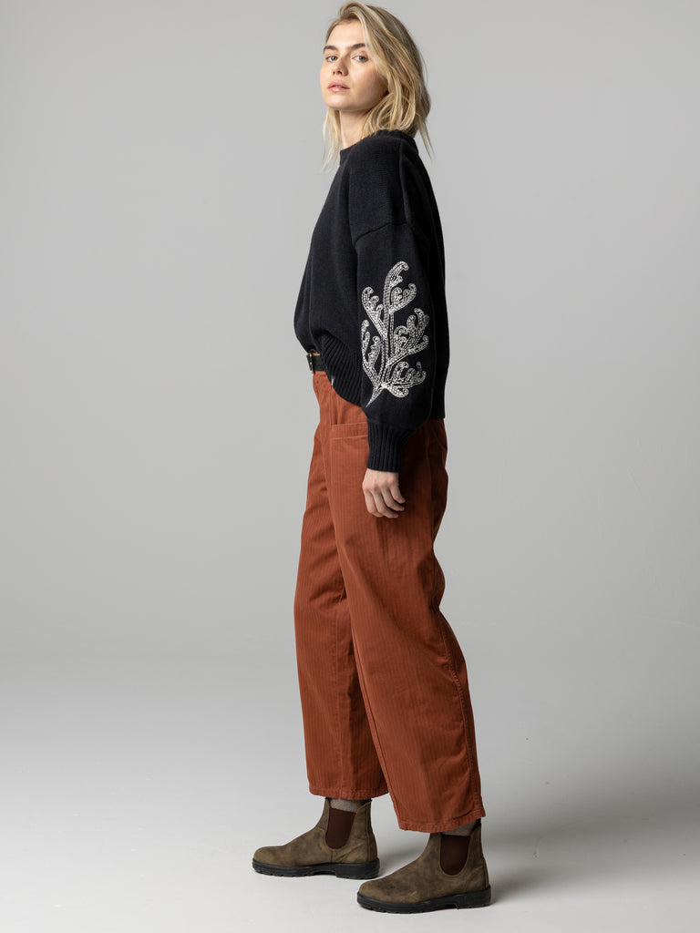 Women's Floral Marine Jumper - Charcoal