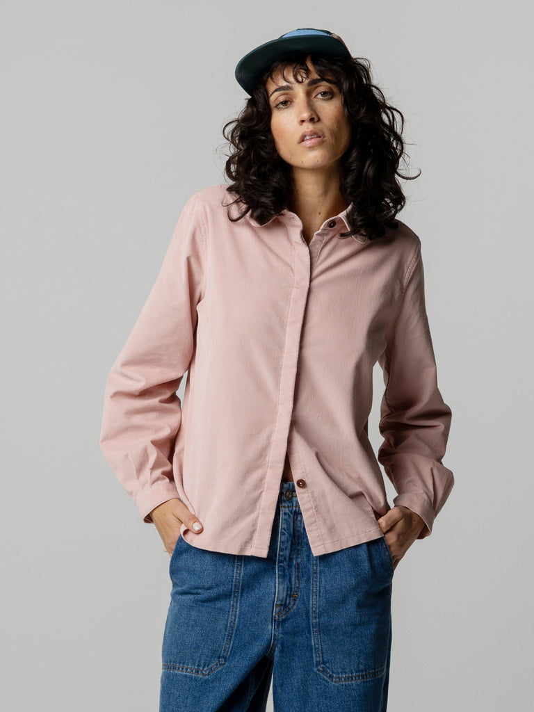 Dusky pink pincord shirt.