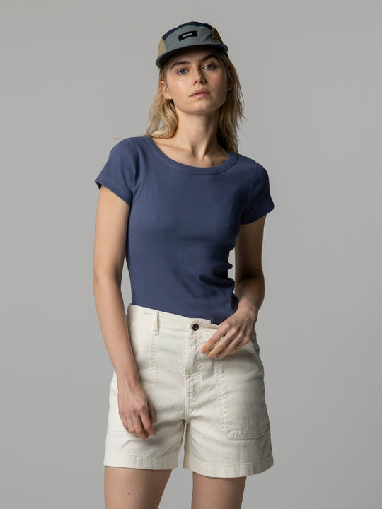 Women's Powes Ribbed T-Shirt - Galactic Blue