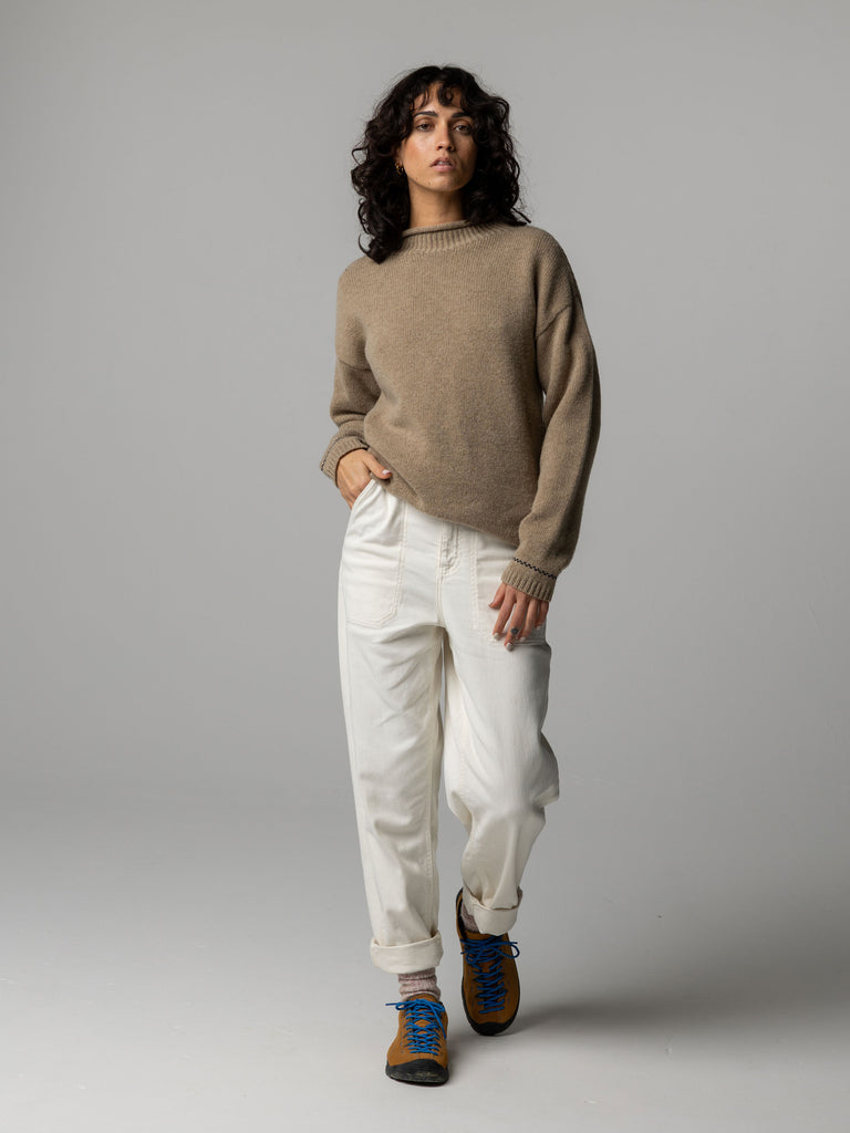 Women's Taran Tipped Jumper - Oatmeal Brown
