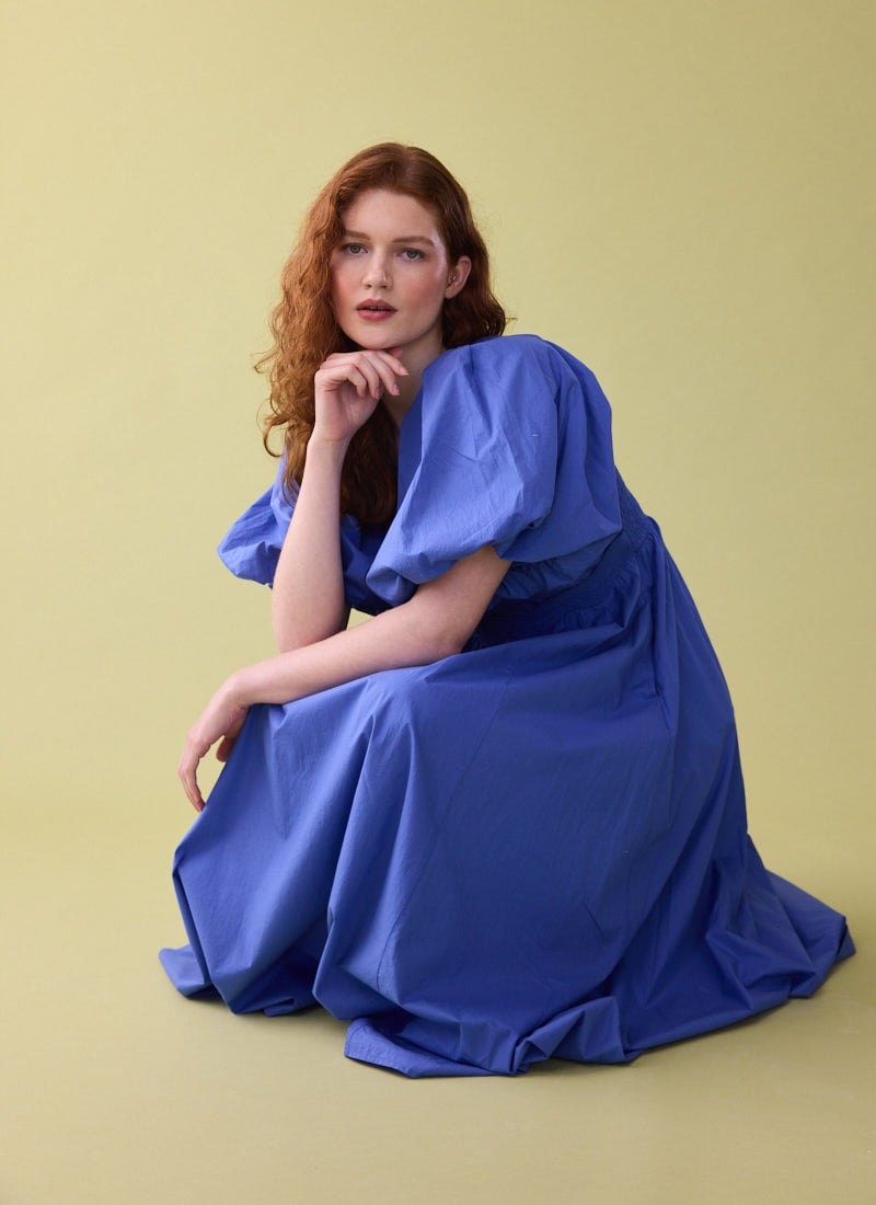 Stella Puff Sleeve Midaxi Dress - Blue