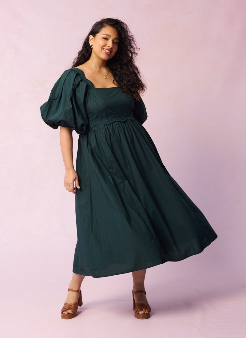 Stella Puff Sleeve Midaxi Dress - Green