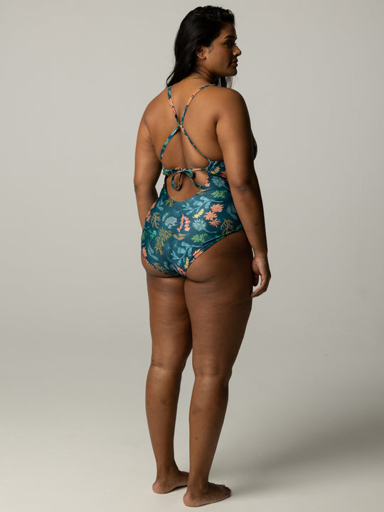 Women's Senara V-Neck Printed Swimsuit - Underwater Floral