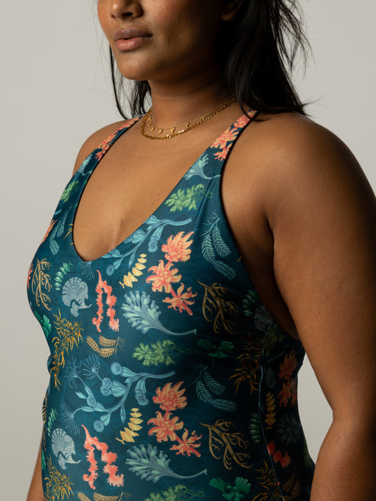 Women's Senara V-Neck Printed Swimsuit - Underwater Floral
