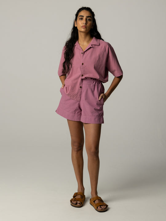 Women's Morva Hemp Shirt - Dark Coral