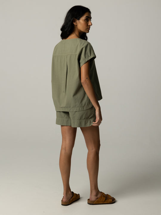 Women's Morva Hemp Top - Nettle Green