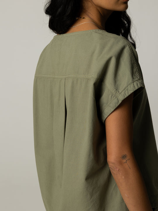 Women's Morva Hemp Top - Nettle Green