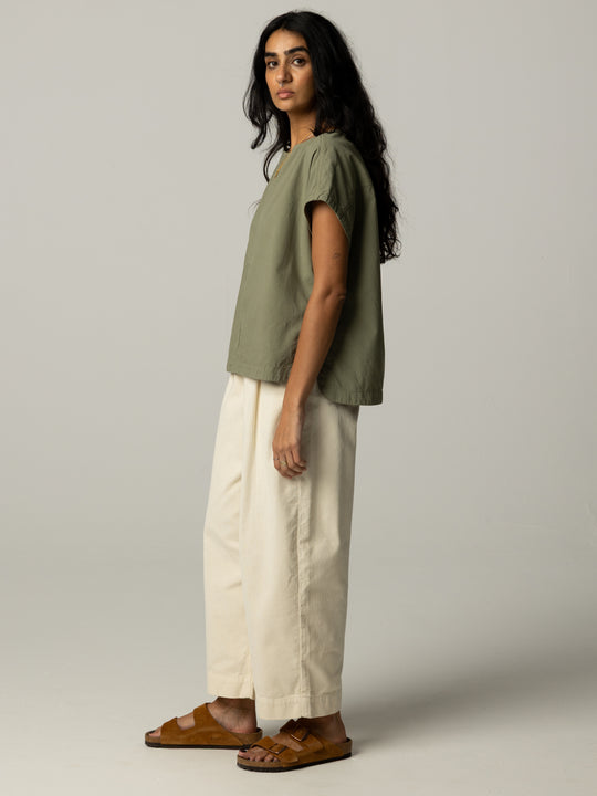 Women's Morva Hemp Top - Nettle Green