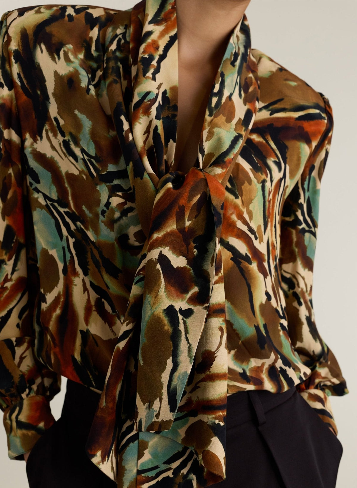 Tamara Printed Blouse - Brown Abstract