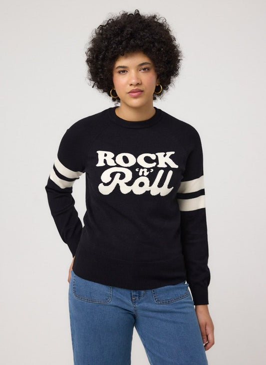 Tina Rock N' Roll Slogan Jumper - Black - (Black)