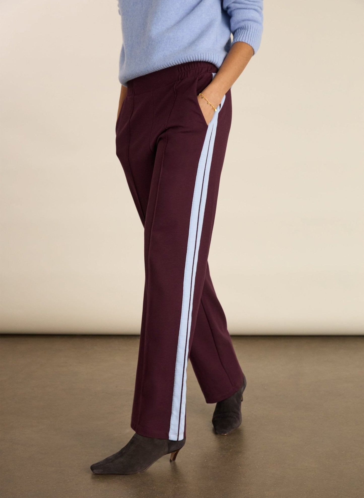 Tippi 2.0 Side Stripe Trousers / Plum & Ice Blue