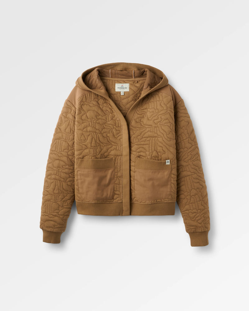 Caramel brown quilted hoodie.