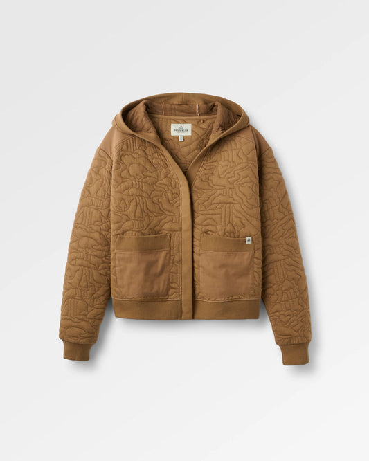 Caramel brown quilted hoodie.