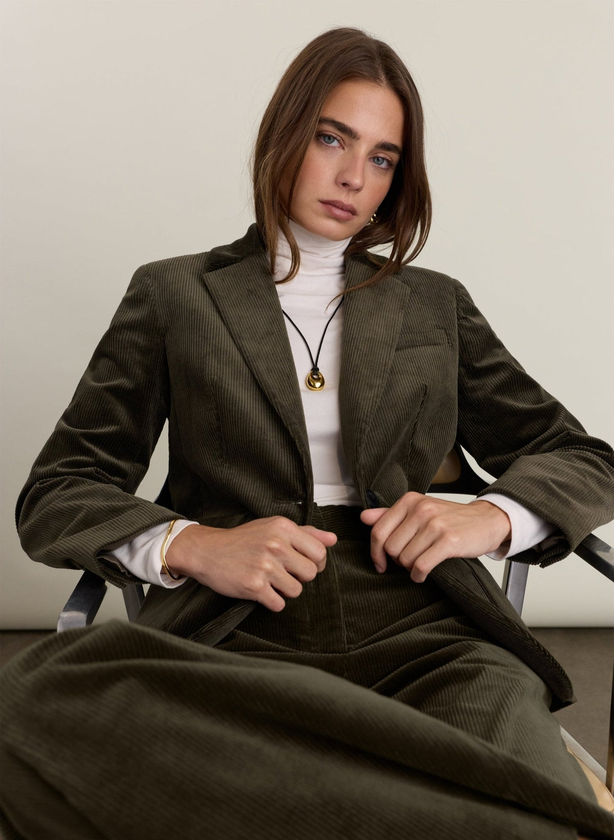 Wanda Corduroy Blazer - Khaki