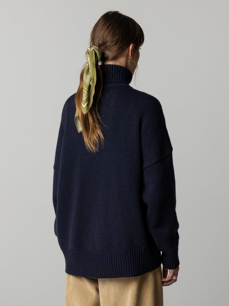 Women's Eyre Roll Neck Knit Jumper - Navy