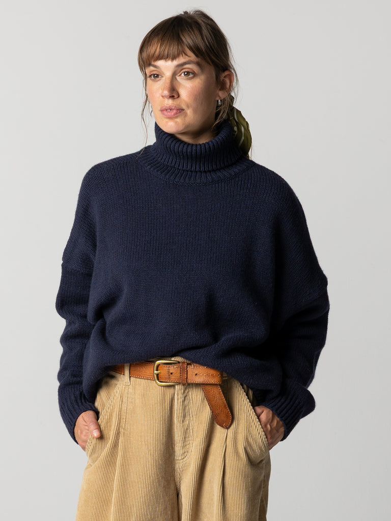 Women's Eyre Roll Neck Knit Jumper - Navy