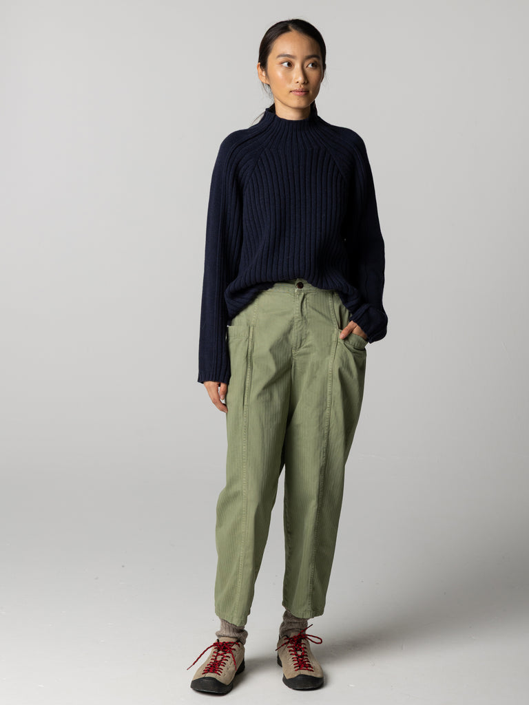 Women's Breakwater High Neck Ribbed Jumper - Navy