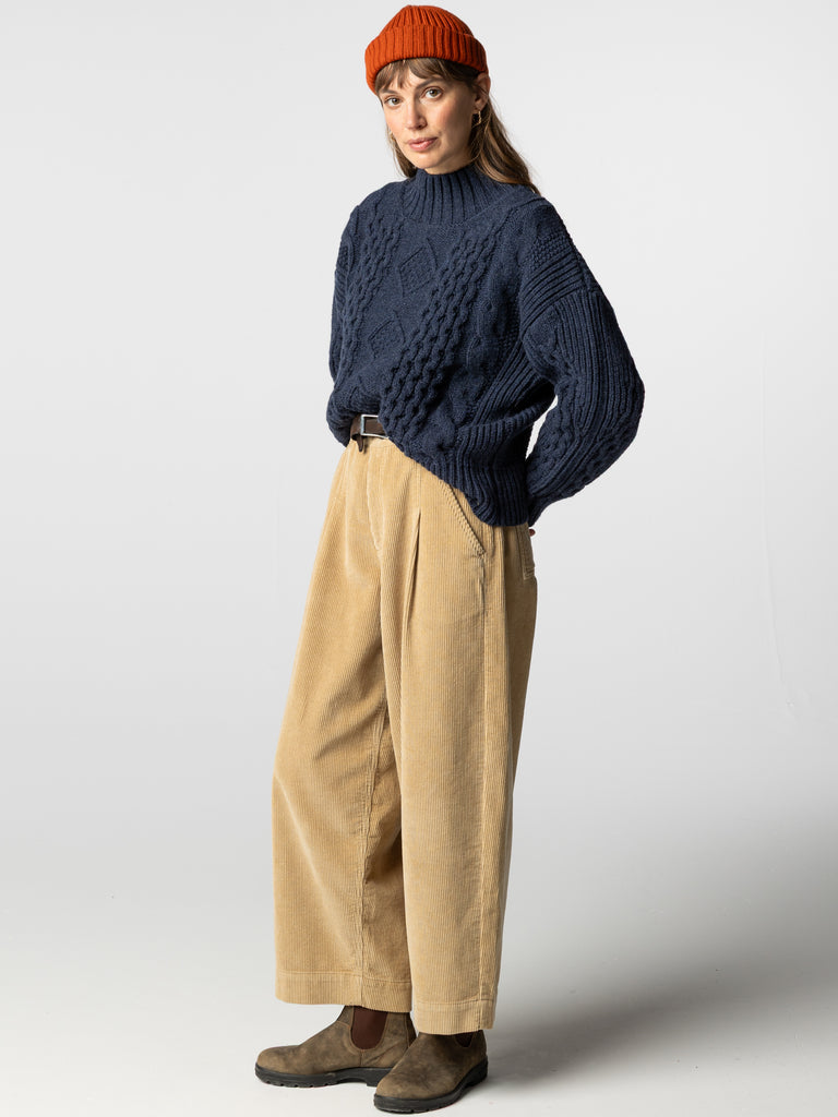Women's Nova Aran Knit Jumper - Indigo