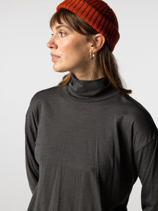 Women's Seeker Merino High Neck T-Shirt - Raven