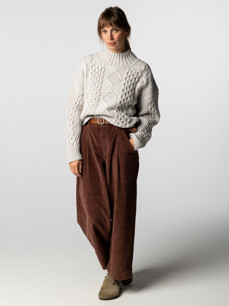Women's Nova Aran Knit Jumper - Dove Grey