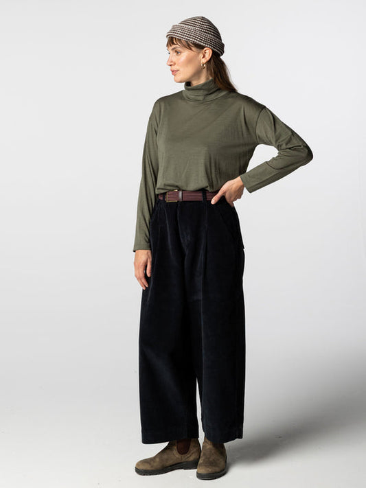 Seeker Merino High Neck T-Shirt - Olive