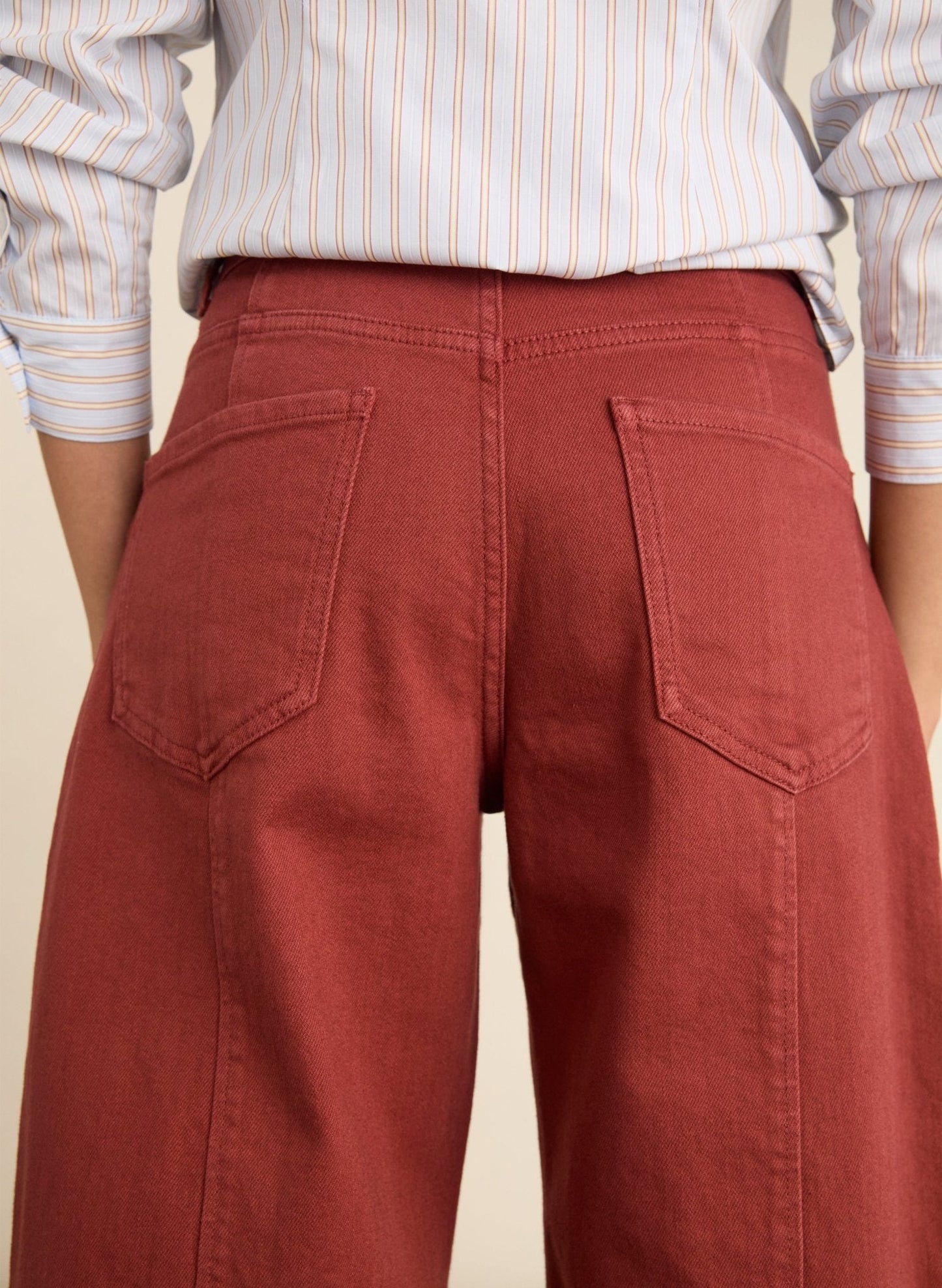 Wyatt Organic Cotton Stretch Denim Barrel Jeans - Terracotta