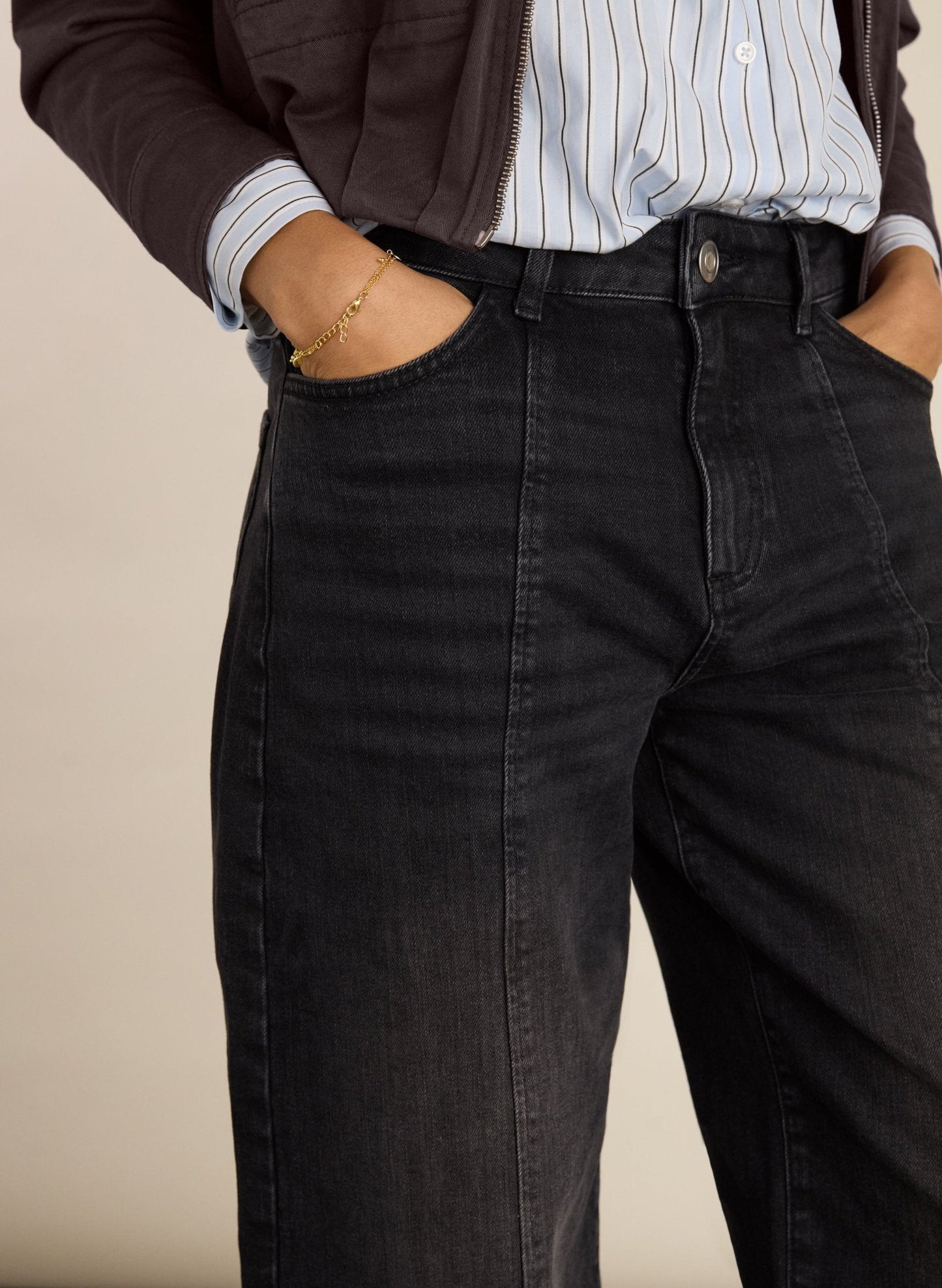 Wyatt Organic Cotton Stretch Denim Barrel Jeans - Washed Black