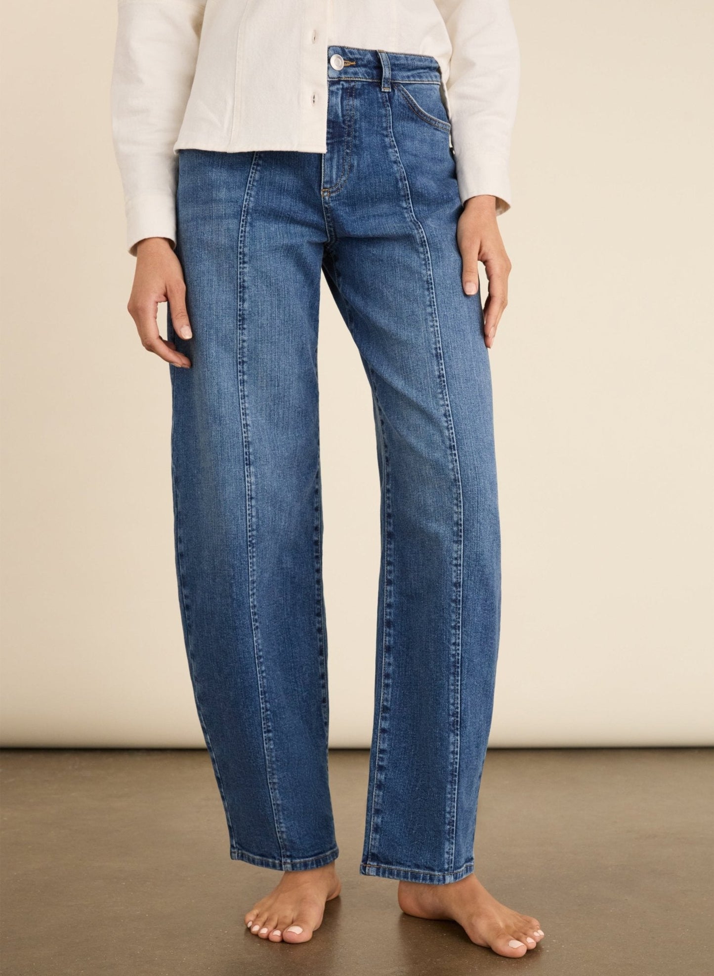 Wyatt Organic Cotton Stretch Denim Barrel Jeans - Washed Indigo