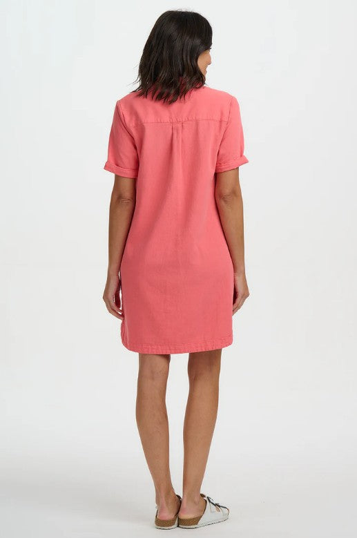 Zoe Mini Shirt Dress - Coral